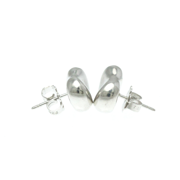 Tiffany Bean No Stone Silver 925 Stud Earrings Silver - Picture 4 of 11